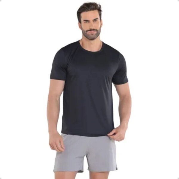 Kit 5 Camisetas Básicas Masculinas Dry Fit Lisa Preta