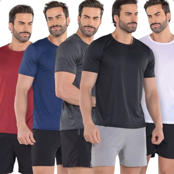 Kit 5 Camisetas Básicas Masculinas Dry Fit Lisa Variado