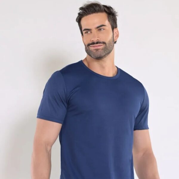 Kit 5 Camisetas Básicas Masculinas Dry Fit Lisa Azul Marinho