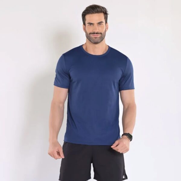Kit 5 Camisetas Básicas Masculinas Dry Fit Lisa Azul Marinho