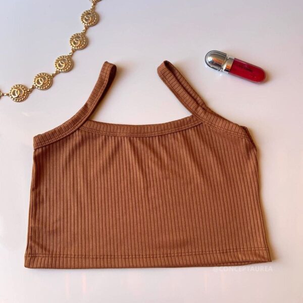 Top Feminino Regata Alcinha Canelado marrom tamanho único