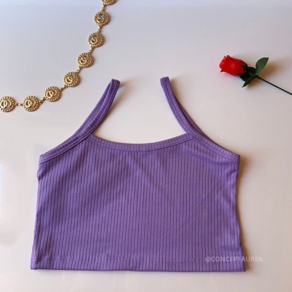 Top Feminino Regata Alcinha Canelado roxo tamanho único