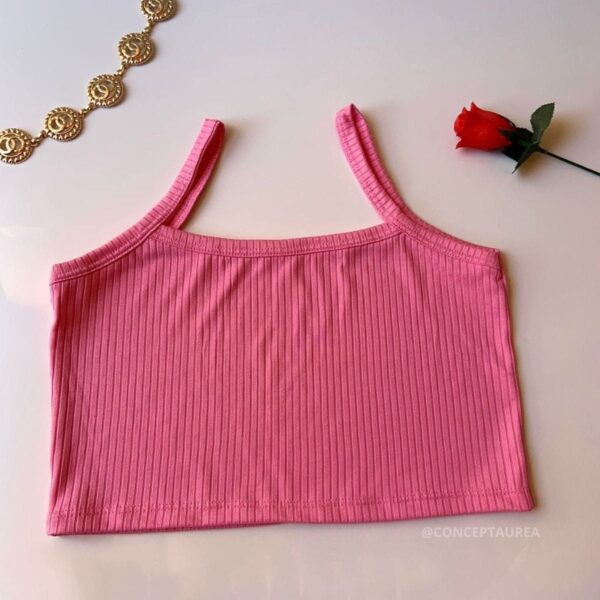 Top Feminino Regata Alcinha Canelado rosa tamanho único