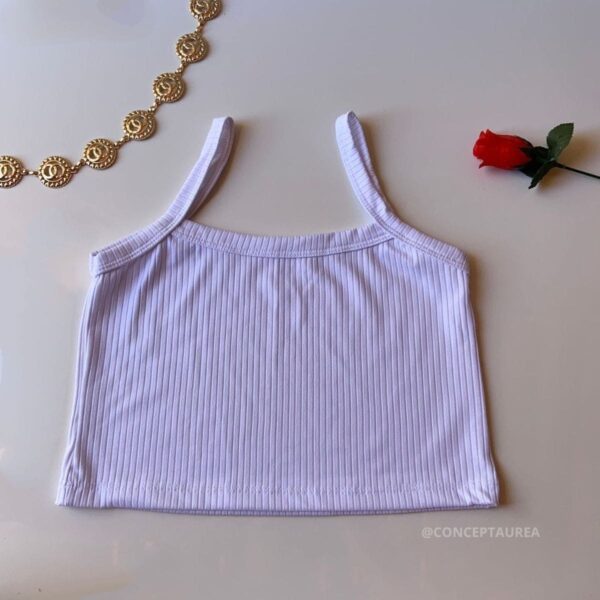 Top Feminino Regata Alcinha Canelado branco tamanho único