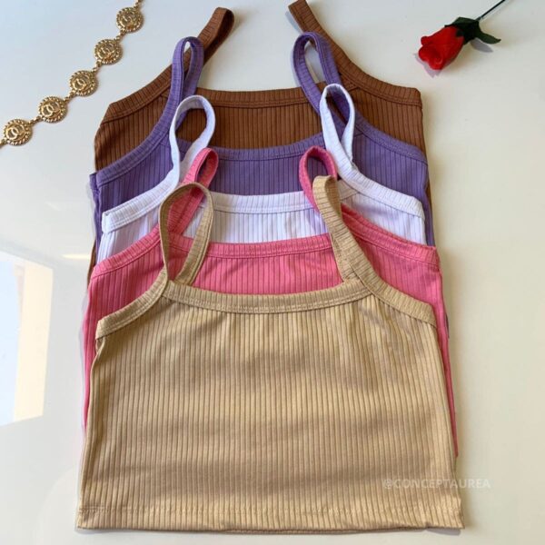 Top Feminino Regata Alcinha Canelado cores tamanho único