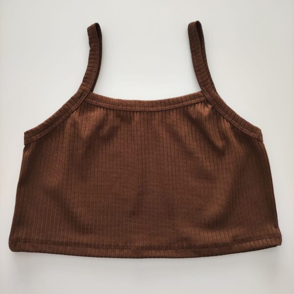 Top Feminino Regata Alcinha Canelado Marrom