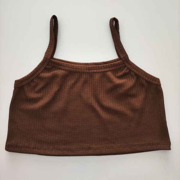 Top Feminino Regata Alcinha Canelado Marrom
