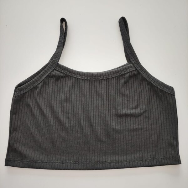 Top Feminino Regata Alcinha Canelado Cinza