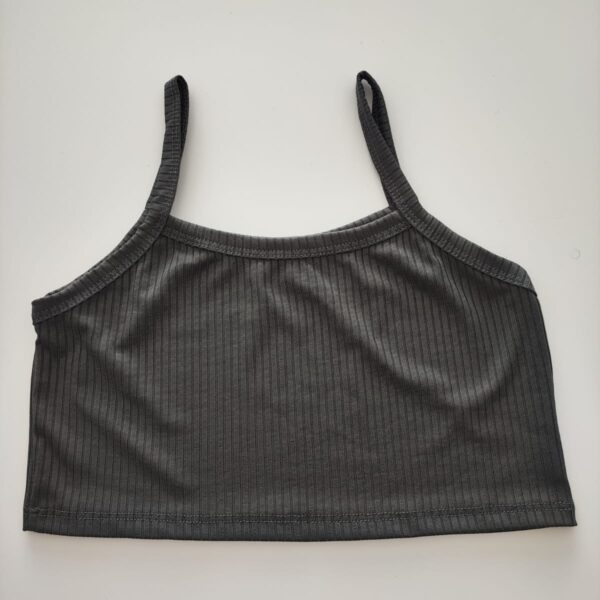 Top Feminino Regata Alcinha Canelado Cinza