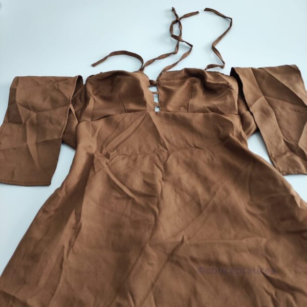 Vestido Marrom Tecido Alfaiataria Lançamento Concept Áurea