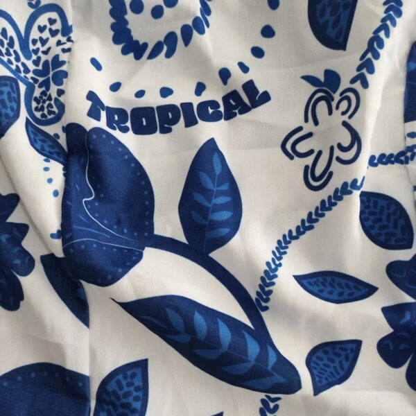 Vestido Estampado Azul Escuro Tecido Crepe Duna Concept Áurea