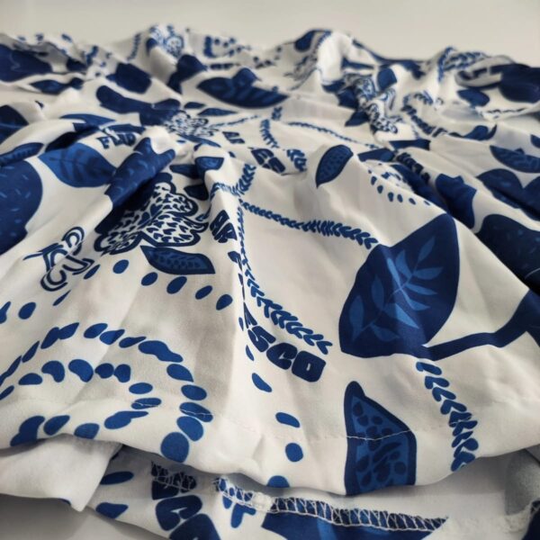 Vestido Estampado Azul Escuro Tecido Crepe Duna Concept Áurea