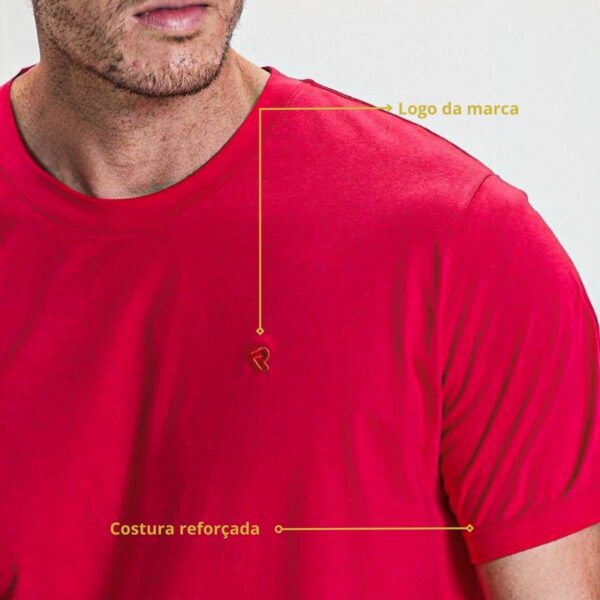 Camiseta Masculina Algodão Meia Malha Premium Vermelha Concept Áurea