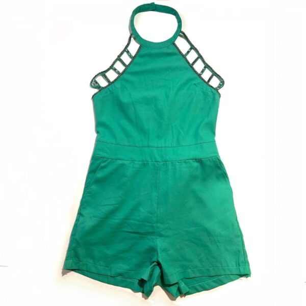 Macaquinho Verde Esmeralda Com Detalhes nas Alças