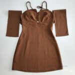 Vestido Marrom Tecido Alfaiataria Lançamento Concept Áurea