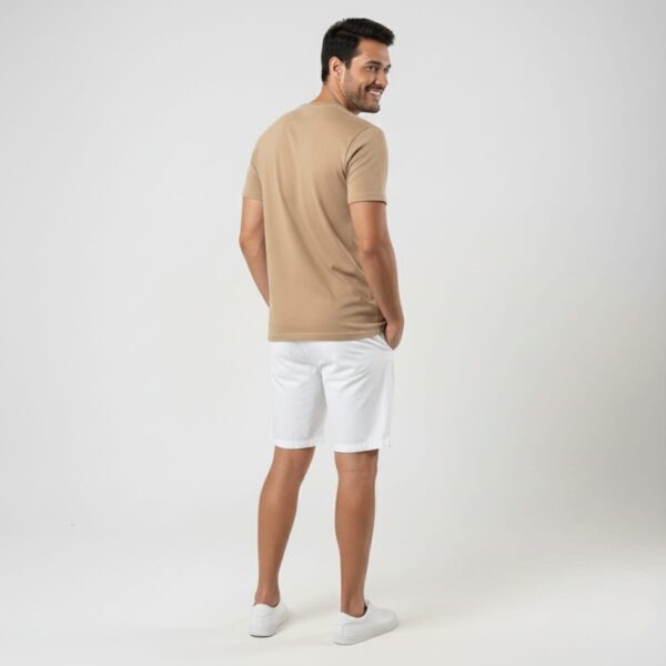 Camiseta Masculina Algodão Meia Malha Premium Bege Caramelo Concept Áurea