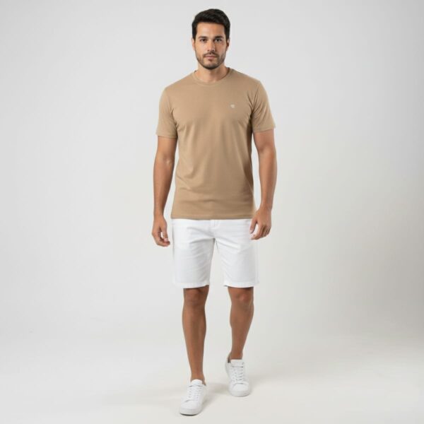 Camiseta Masculina Algodão Meia Malha Premium Bege Caramelo Concept Áurea