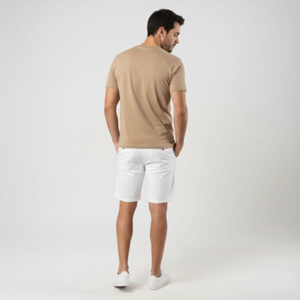 Camiseta Masculina Algodão Meia Malha Premium Bege Caramelo Concept Áurea