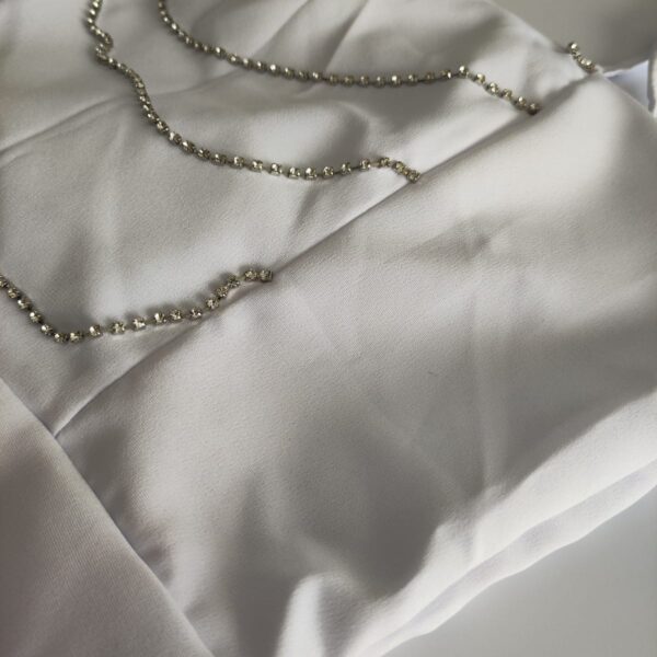 Vestido Alfaiataria Branco Com Strass Concept Áurea