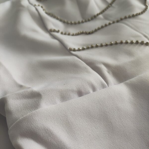 Vestido Alfaiataria Branco Com Strass Concept Áurea