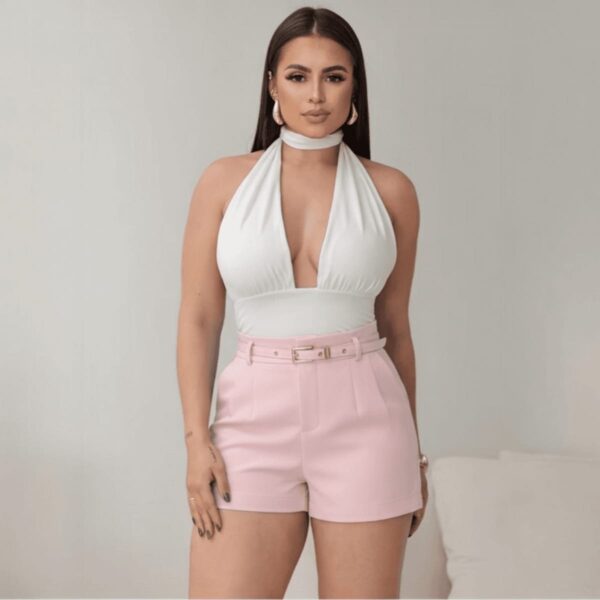 Short Alfaiataria Feminino Zaara Cintura Alta Com Zíper Lateral