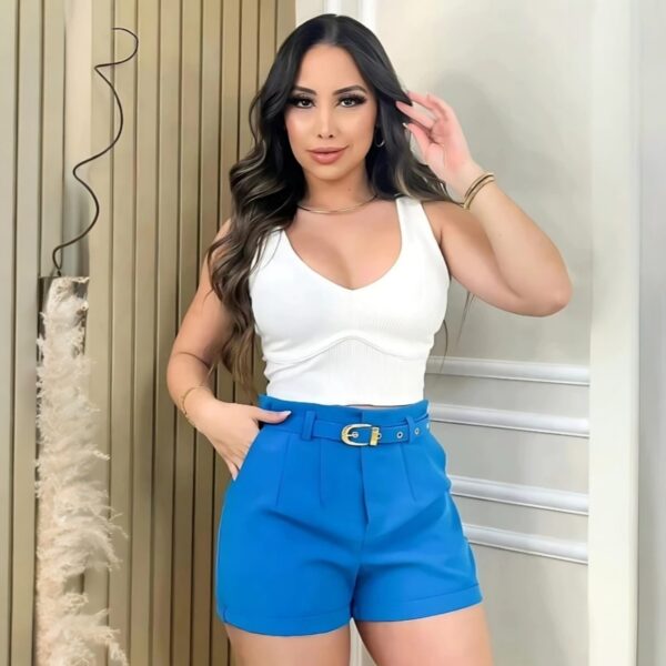 Short Alfaiataria Feminino Com Cinto Forrado