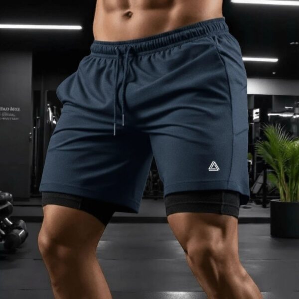Short Duplo Masculino Academia 2 em 1