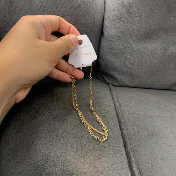 Colar Duplo Dourado Cristal - Imagem 2