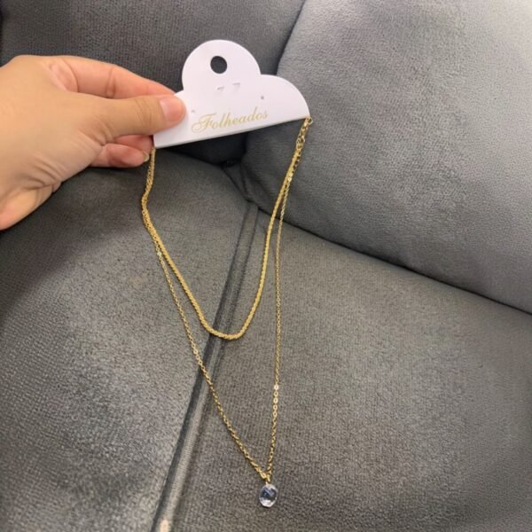 Colar Duplo Dourado Ponto De Luz - Imagem 2