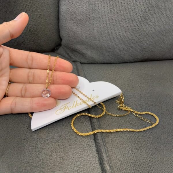 Colar Duplo Dourado Ponto De Luz